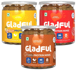 Gladful Combo Pack of Protein Minis Cookies Classic Ajwain, Protein Minis Butter Garlic and Protein Minis Cookies Indian Masala (150gm Each)