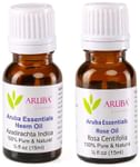 Aruba Essentials Combo Pack of Neem Oil and Rose Oil (15ml Each)