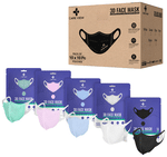 Care View 3 Dimensional Disposable Face Mask with 4 Layered Filtration and Soft Non-Woven Spandex Ear Loops Multicolor Pouch