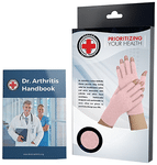 Dr. Arthritis 3/4 Compression Gloves for Ladies &  Doctor Written Handbook Small Pink