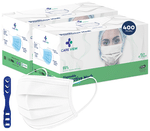 Care View CV2992 Sitra Approved 3 Ply Colored Disposable Surgical Mask with Built in Metal Nose Pin and 1 Melt Blown Layer (50 Each) White