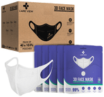 Care View 3 Dimensional Disposable Face Mask with 4 Layered Filtration and Soft Non-Woven Spandex Ear Loops White