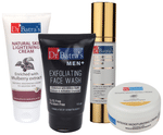 Dr Batra's Combo Pack of Men+ Exfoliating Face Wash 125gm, Natural Skin Lightening Cream 100gm, Age Defying Skin Firming Serum 50gm and Intense Moisturizing Cream 100gm