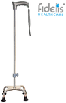 Fidelis Healthcare Mild Steel Adjustable Walking Stick 4 Leg with Metal Base Grey