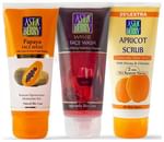 Astaberry Combo Pack of Papaya, Wine Face Wash & Apricot Scrub (100ml Each)