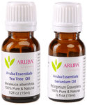 Aruba Essentials Combo Pack of Tea Tree Oil & Geranium Oil (15ml Each)