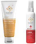 Earthy Essentials Combo Pack of Apple Cider Vinegar Face Wash & Red Aloe Vera Toner (100ml Each)