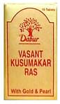 Dabur Vasant Kusumakar Ras with Gold & Pearl Tablet | For General Weakness, Heart Health, Immunity & Antioxidant Support