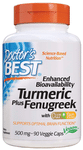 Doctor's Best Enhanced Bioavailability Turmeric Plus Fenugreek with CurQfen 500mg Veggie Caps | For Brain Function