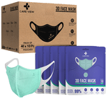 Care View 3 Dimensional Disposable Face Mask with 4 Layered Filtration and Soft Non-Woven Spandex Ear Loops Green