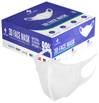 Care View 3 Dimensional Disposable Face Mask with 4 Layered Filtration and Soft Non-Woven Spandex Ear Loops White Box