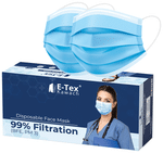 E-Tex Kawach 99% Filtration Disposable Face Mask Free Size Blue