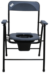 Fidelis Commode Chair O Shape with Plastic Arm & Pot Universal Grey