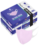 Care View 3 Dimensional Disposable Face Mask with 4 Layered Filtration and Soft Non-Woven Spandex Ear Loops Pink