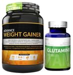 Advance Nutratech Combo Pack of Weight Gainer Banana 1kg Sugar Free and Glutamine Supplement Powder Unflavored 100gm