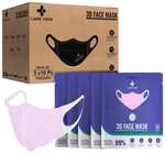 Care View 3 Dimensional Disposable Face Mask with 4 Layered Filtration and Soft Non-Woven Spandex Ear Loops Pink Pouch