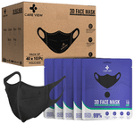 Care View 3 Dimensional Disposable Face Mask with 4 Layered Filtration and Soft Non-Woven Spandex Ear Loops Black