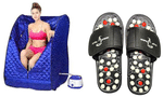 Dominion Care Combo Pack of Accu Paduka Accupressure Massage Slipper and Steam Sauna Bath Large