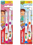 DentoShine Sticky Toothbrush Twin Pack for Kids (Pink & Purple + Blue & Orange)