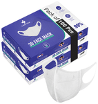 Care View 3 Dimensional Disposable Face Mask with 4 Layered Filtration and Soft Non-Woven Spandex Ear Loops White