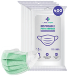 Care View 3 Ply Surgical Disposable Protective Mask with Soft Fabric Earloop (10 Each) Green