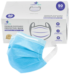 Care View 3 Ply Premium Disposable Protective Surgical Face Mask with Ear Loops Blue