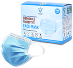 7 Shield 3 Ply Disposable Protective Face Mask with Soft Fabric Ear Loop Blue