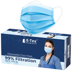 E-Tex Kawach 99% Filtration Disposable Face Mask Free Size Blue
