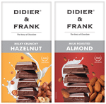 Didier & Frank Milk Roasted Almond & Milky Crunchy Hazelnut Chocolate (50gm Each)