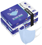 Care View 3 Dimensional Disposable Face Mask with 4 Layered Filtration and Soft Non-Woven Spandex Ear Loops Blue