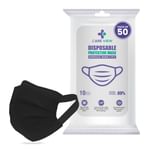 Care View 3 Ply Surgical Disposable Protective Mask with Soft Fabric Earloop (10 Each) Black