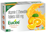 Eucee Vitamin C 500mg for Immunity, Gums, Heart & Skin | Flavour Orange Chewable Tablet