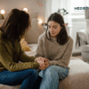 mom talking with daughter