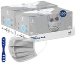 Care View CV2992 Sitra Approved 3 Ply Colored Disposable Surgical Mask with Built in Metal Nose Pin and 1 Melt Blown Layer (50 Each) Grey