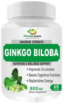 Fitness Prime Maximum Strength Ginkgo Biloba Nutrition & Wellness Support 800mg Capsule