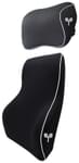 Grin Health Combo Pack of Sit Right Pro Car Backrest Lumbar Support Cushion and Headrest Neck Pillow Black