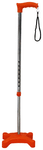 Fidelis Healthcare Mild Steel Adjustable Walking Stick 4 Leg with Plastic Base Orange