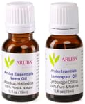 Aruba Essentials Combo Pack of Neem Oil and Lemongrass Oil (15ml Each)