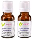 Aruba Essentials Combo Pack of Peppermint Oil and Geranium Oil (15ml Each)