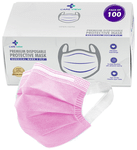 Care View 3 Ply Premium Disposable Protective Surgical Face Mask with Ear Loops Pink