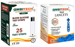 Ambitech Combo Pack of 25 Blood Glucose Test Strip & 25 Round Lancet