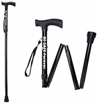 Be Safe Forever Aluminium Folding Height Adjustable Walking Stick Black