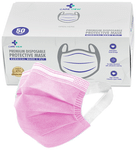 Care View 3 Ply Premium Disposable Protective Surgical Face Mask with Ear Loops Pink