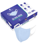 Care View 3 Dimensional Disposable Face Mask with 4 Layered Filtration and Soft Non-Woven Spandex Ear Loops Blue Box
