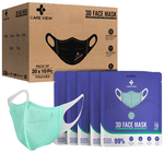 Care View 3 Dimensional Disposable Face Mask with 4 Layered Filtration and Soft Non-Woven Spandex Ear Loops Green