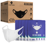 Care View 3 Dimensional Disposable Face Mask with 4 Layered Filtration and Soft Non-Woven Spandex Ear Loops White