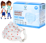 7 Shield 3 Ply Disposable Protective Face Mask for Kids Red Dot Print