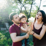 Family enjoying a sunny outdoor moment.