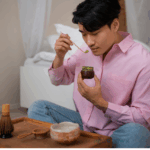 Man enjoying a meal at home.